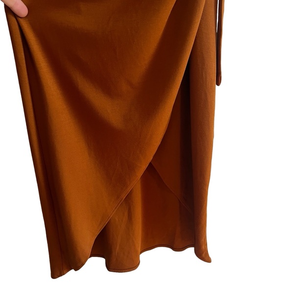 Wilfred Saturn square neck wrap midi dress in mustard Sz XS excellent condition - Picture 7 of 11